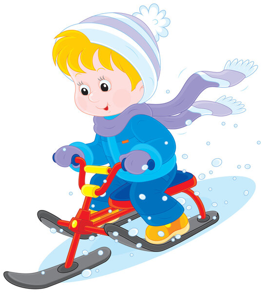 Child on a snow scooter