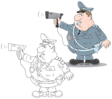 trafik polisi bir radar ile