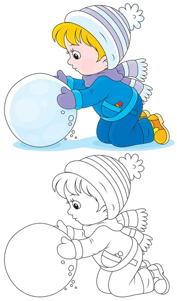 Child with a snowball — Stock Vector