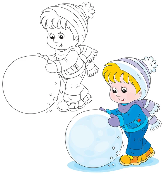 Child with a snowball — Stock Vector