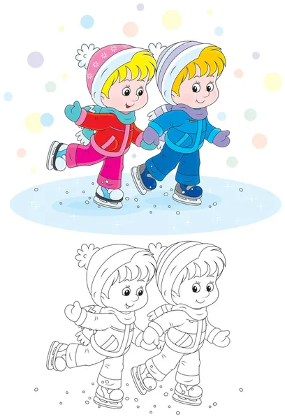 Children skating — Stock Vector