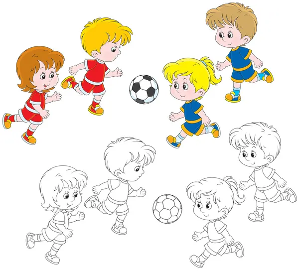 孩子们踢足球 — 图库矢量图片