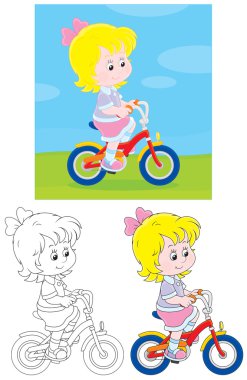 Girl bicyclist clipart