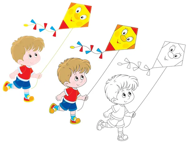 Boy with a kite — Stock Vector