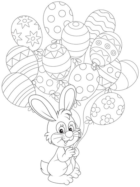 Easter Bunny with holiday balloons