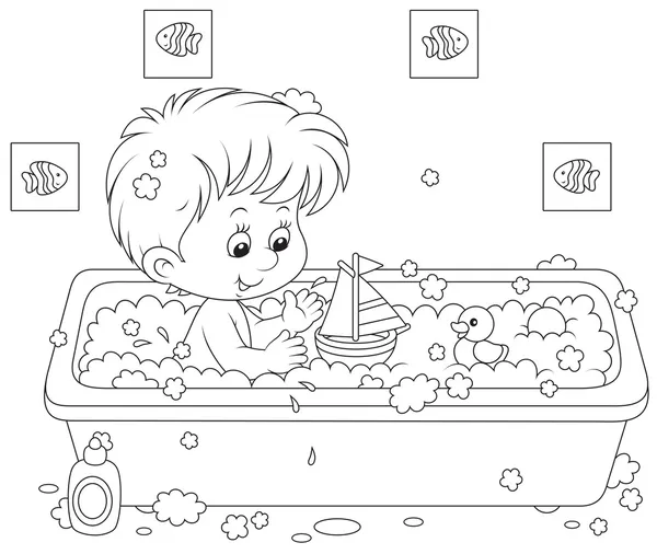 Boy bathing — Stock Vector