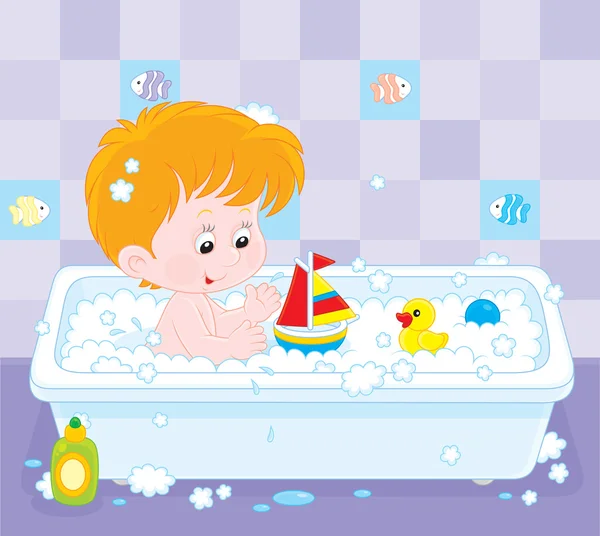 Boy bathing — Stock Vector