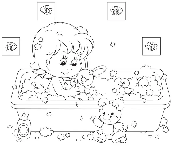 女孩洗澡 — 图库矢量图片