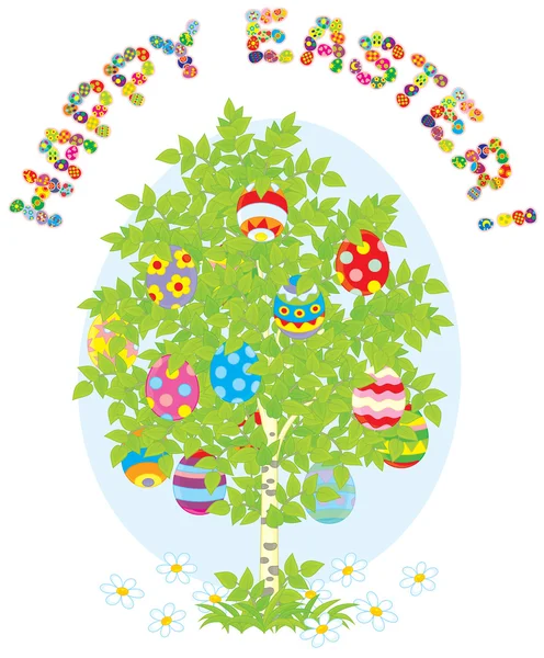 Easter eggs on a tree — Stock Vector
