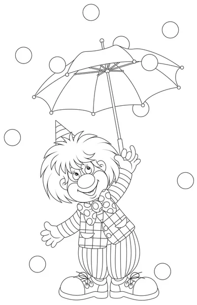 Clown met een paraplu — Stockvector