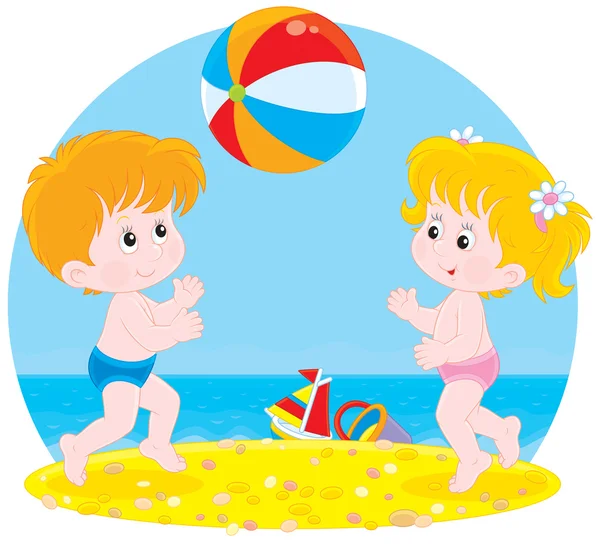 Children play a ball — Stock Vector