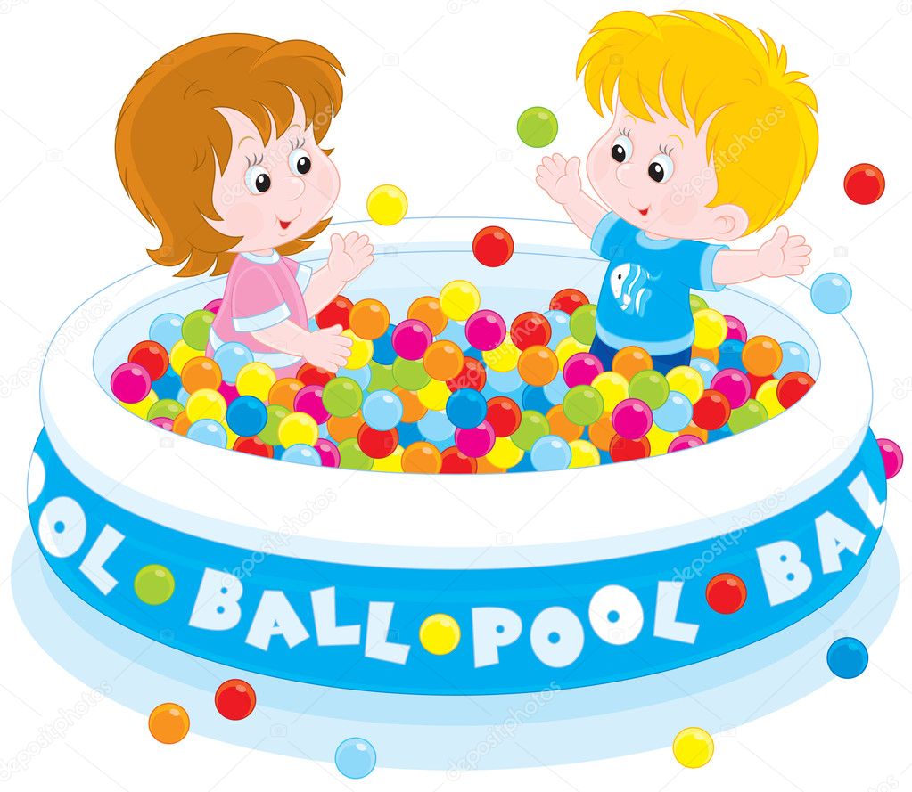 Children play in a ball pool