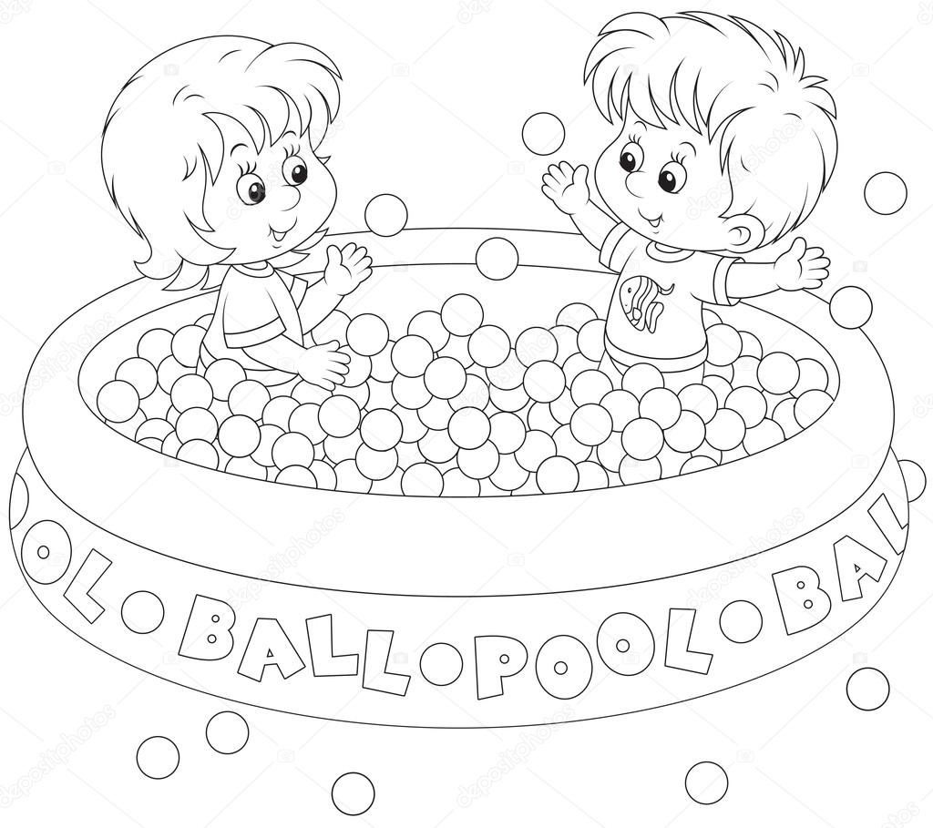 Children play in a ball pool