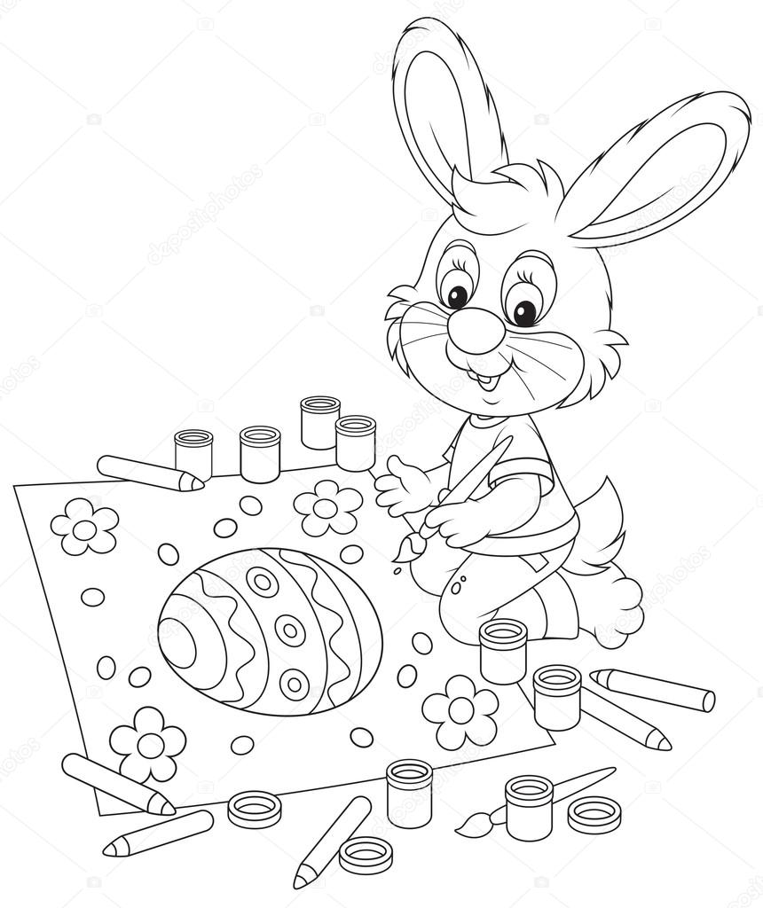 Little Bunny draws an Easter card