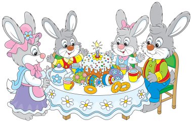 Easter bunnies şenlikli masada