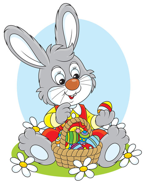 Easter Bunny with a basket of eggs