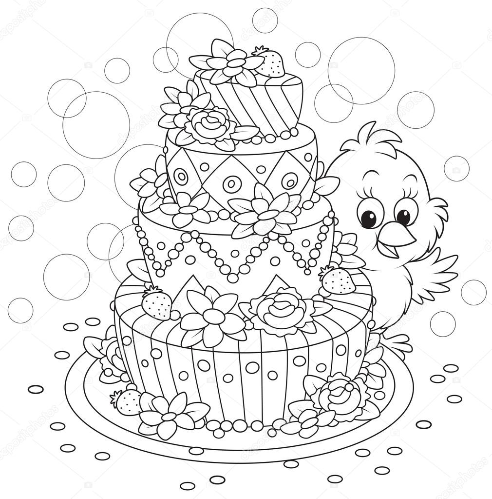Little Chick with a cake