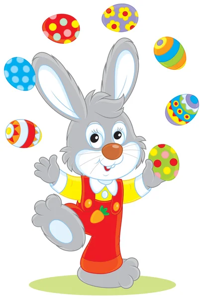 Easter Bunny juggler — Stock Vector