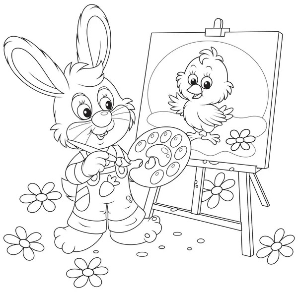 复活节兔子绘图 — 图库矢量图片