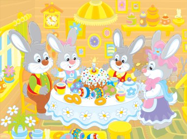 Easter bunnies şenlikli masada