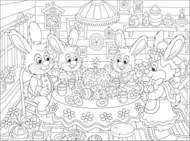 Easter bunnies şenlikli masada