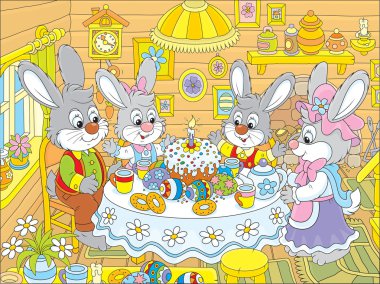 Easter bunnies şenlikli masada