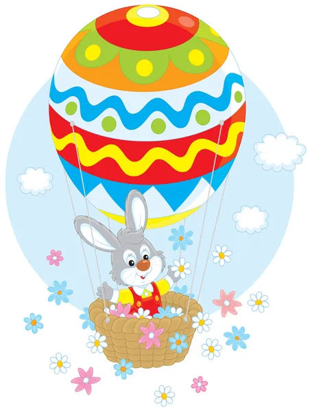 Easter Bunny in a balloon — Stock Vector