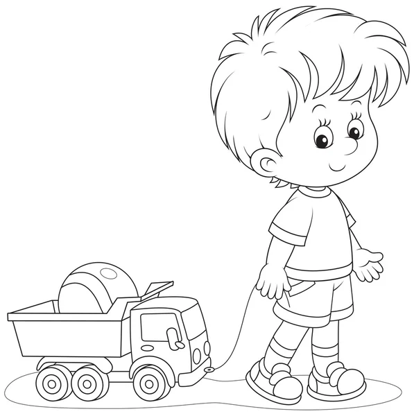 Boy walking with toys — Stock Vector