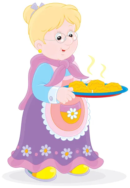 Granny with pies — Stock Vector