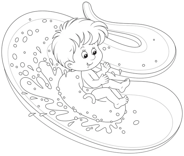 Boy on a water slide — Stock Vector