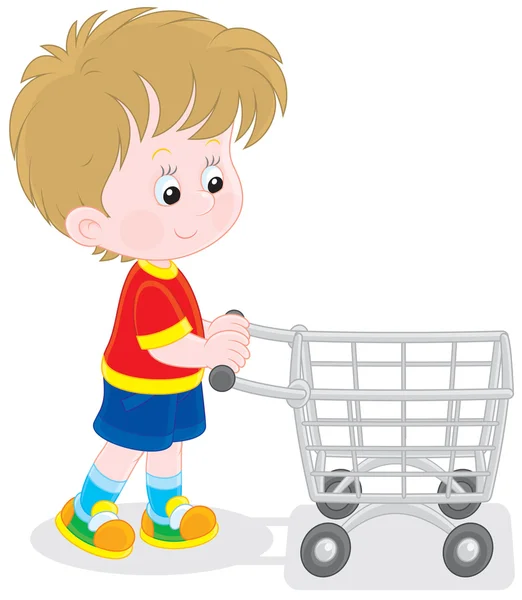 Junge mit Einkaufswagen — Stockvektor