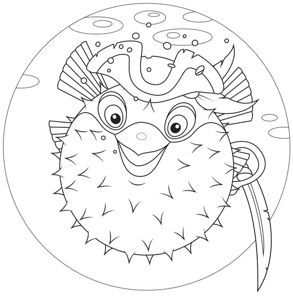 Puffer fish pirate — Stock Vector