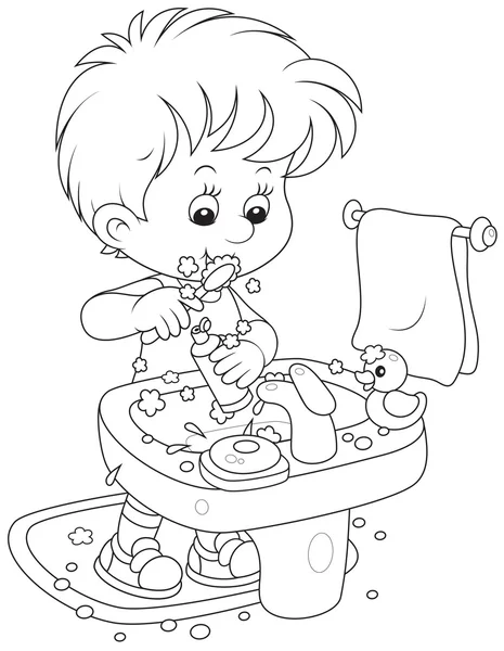 Kind putzt sich die Zähne — Stockvektor