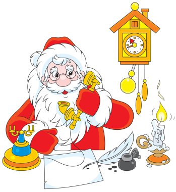 Santa Claus calling on the phone clipart