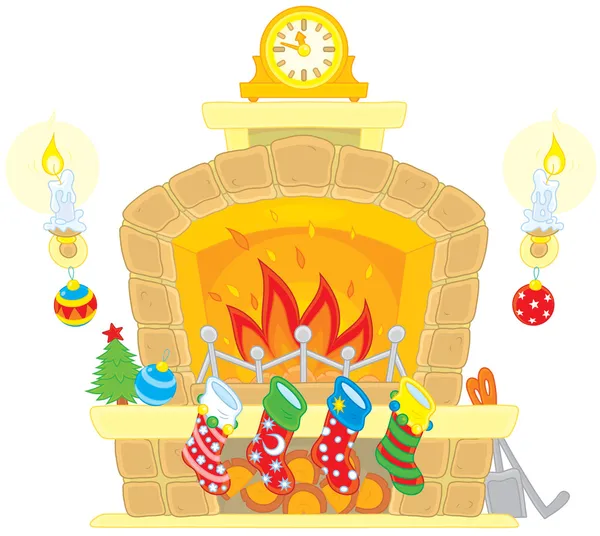 Christmas Fireplace Vector Graphics