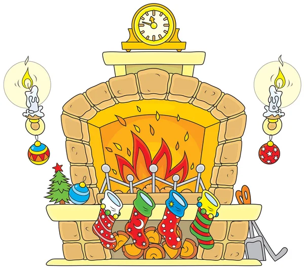 Christmas Fireplace Royalty Free Stock Illustrations