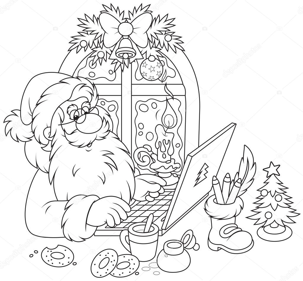 Santa Claus with his laptop