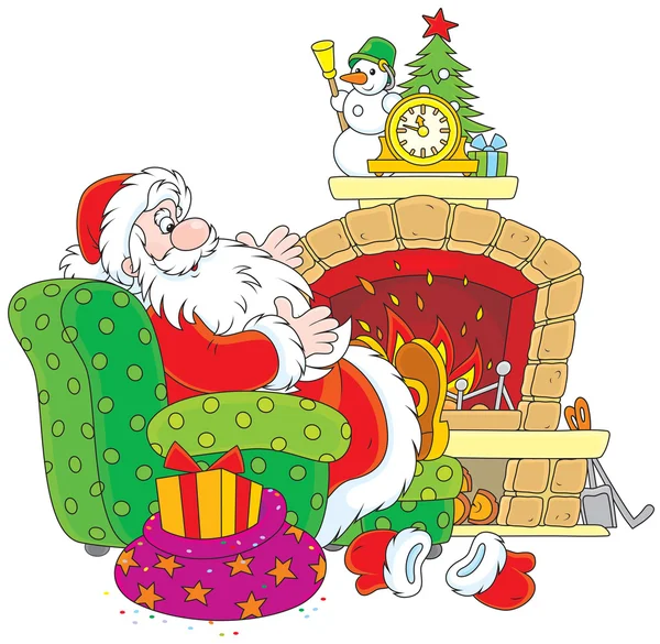 Santa Claus by a fireplace Vector Graphics