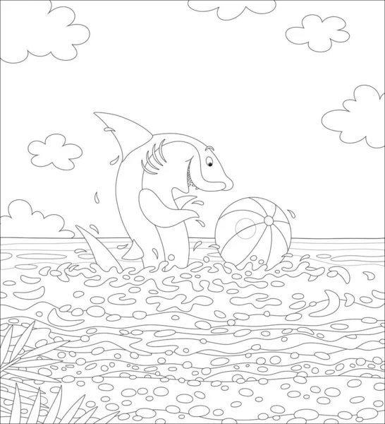 Αστεία Μεγάλο Λευκό Καρχαρία Άλμα Έξω Από Νερό Και Παίζει Εικονογράφηση Αρχείου