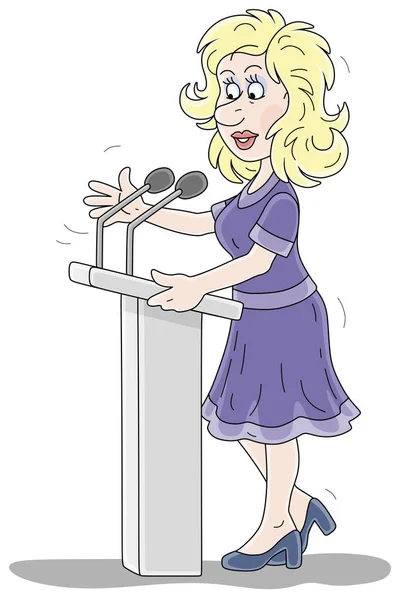 Regeringsambtenaar Legt Een Officiële Verklaring Een Persconferentie Vectorcartoon Illustratie Geïsoleerd — Stockvector