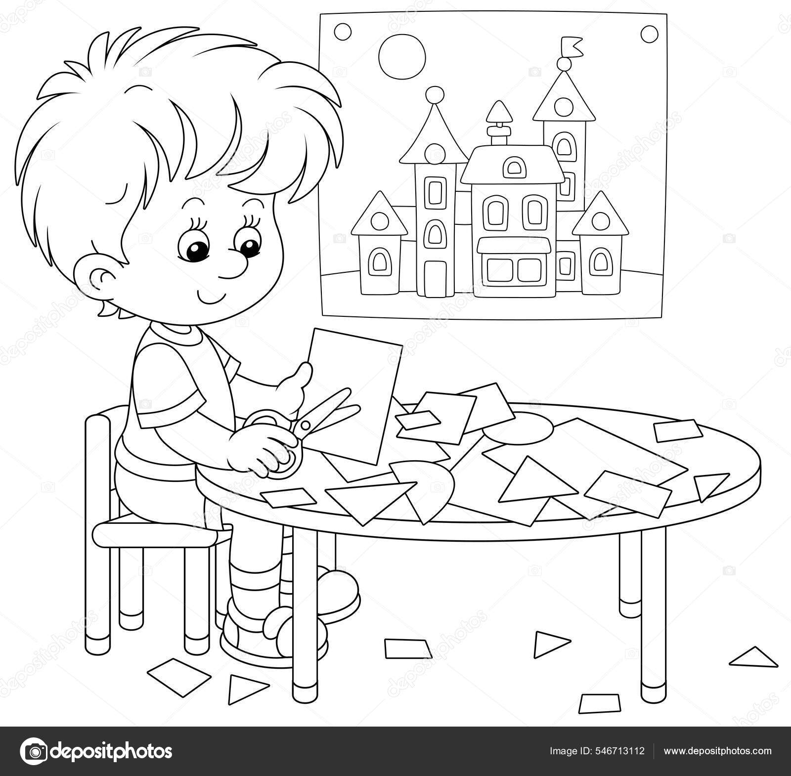 Kids drawing on white sheet of paper background Stock Photo by ©belchonock  71386039
