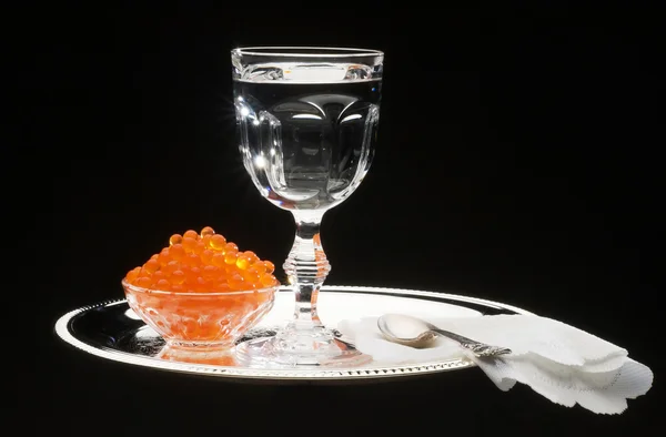 Caviar blando y vodka —  Fotos de Stock