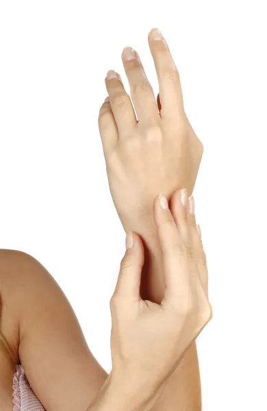 Mão de mulher isolada — Fotografia de Stock