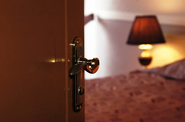 Door handle in the hotel — Stock Photo, Image