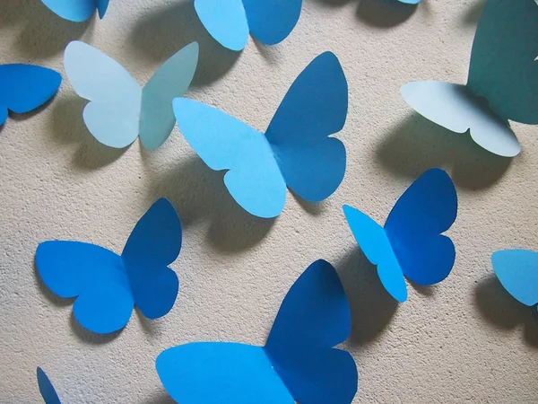 Paper blue butterflies — Stock Photo, Image