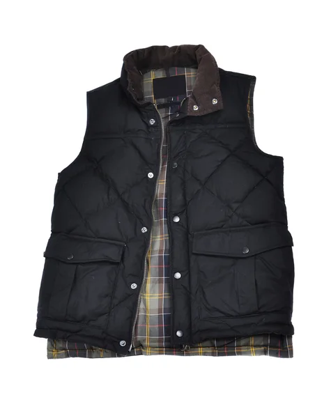 Erkek, beyaz zemin üzerine siyah yelek