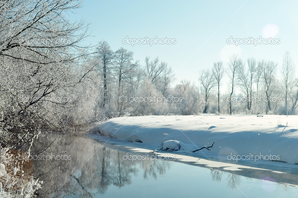 Beautiful view on the winter river