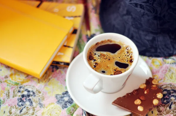 Kaffee und Schreibzeit — Stockfoto