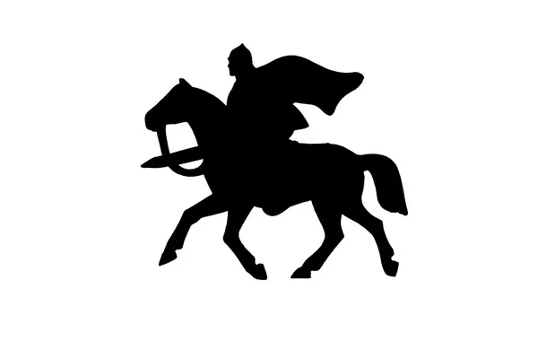 Silhouette di cavaliere medievale su un cavallo — Foto Stock