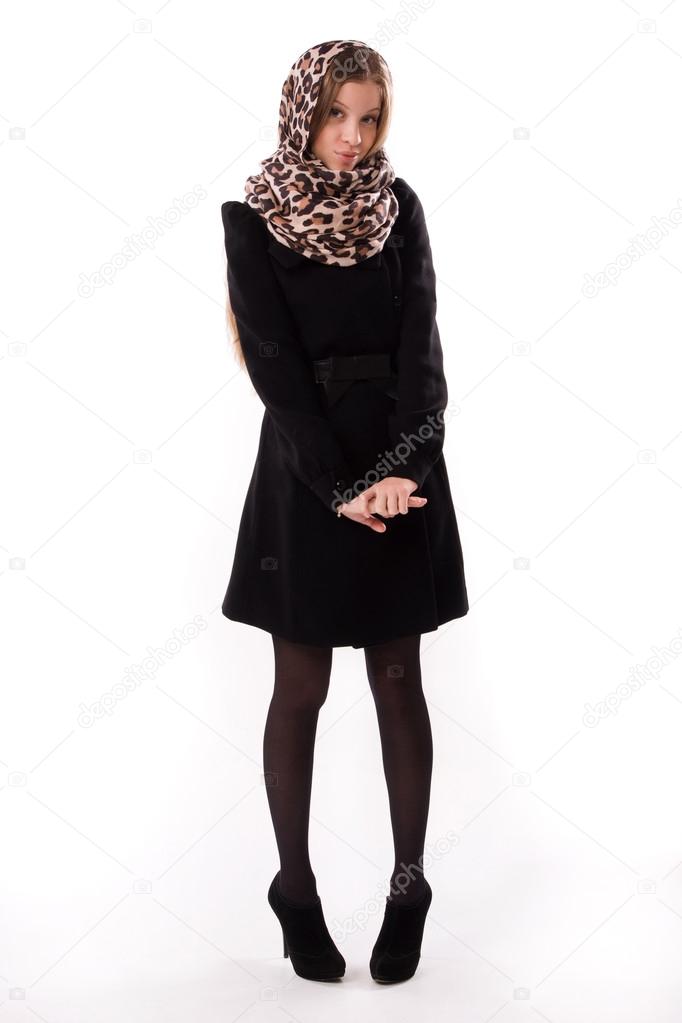 Fashionable girl in an autumn coat